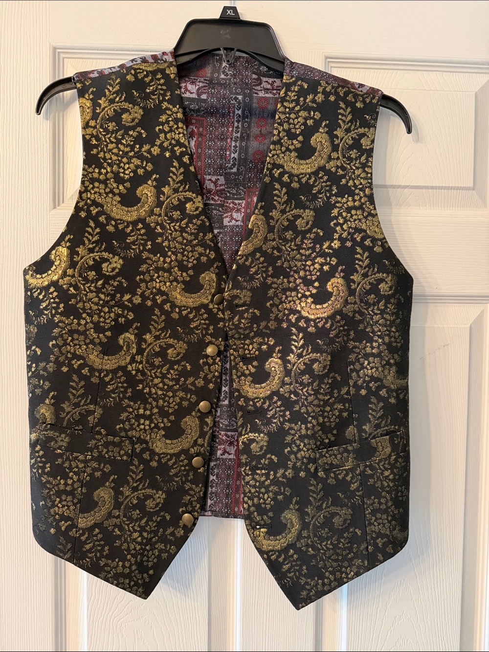 TALLIA Black & Gold Brocade Men's Vest